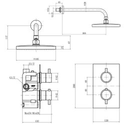 Trisen Curc Chrome Concealed Thermostatic Shower Set
