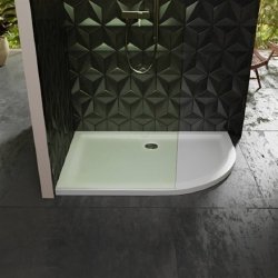 Essential Spring 1000 x 800mm White LH Offset Quadrant Anti-Slip Shower Tray 