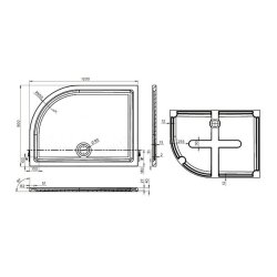 Essential Spring 1200 x 900mm White LH Offset Quadrant Anti-Slip Shower Tray 