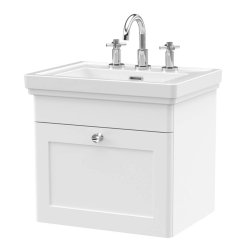 Nuie Classique White 500mm Wall Hung 1 Drawer Vanity Unit (CLC191A)