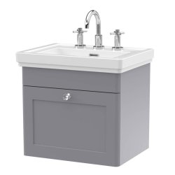 Nuie Classique Grey 500mm Wall Hung 1 Drawer Vanity Unit (CLC291A)