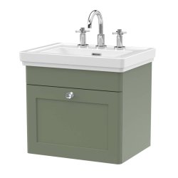Nuie Classique Green 500mm Wall Hung 1 Drawer Vanity Unit (CLC891A)