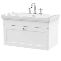 Nuie Classique White 800mm Wall Hung 1 Drawer Vanity Unit (CLC196A)