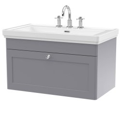 Nuie Classique Grey 800mm Wall Hung 1 Drawer Vanity Unit (CLC296A)