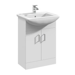 Nuie Mayford White 550mm Floor Standing 2 Door Vanity Unit (VTY550)