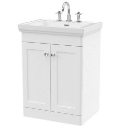Nuie Classique White 600mm Floor Standing 2 Door Vanity Unit (CLC125A)