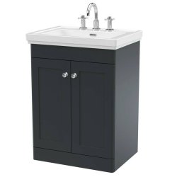 Nuie Classique Soft Black 600mm Floor Standing 2 Door Vanity Unit (CLC1425A)