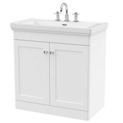 Nuie Classique White 800mm Floor Standing 2 Door Vanity Unit (CLC126A)