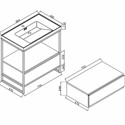 Scudo Boho 800mm Floorstanding Basin and Frame Data Sheet