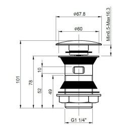 Nuie Stainless Steel Push Button Slotted Basin Waste Data Sheet
