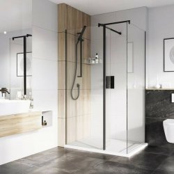 Roman Haven 8mm Select 1400mm Wetroom Corner Panel Black
