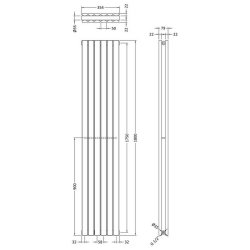 Nuie Sloane Anthracite 1800 x 354mm Vertical Double Panel Radiator
