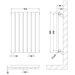 Nuie Sloane Anthracite 600 x 412mm Horizontal Single Panel Radiator