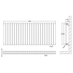 Nuie Sloane Anthracite 600 x 1398mm Horizontal Double Panel Radiator