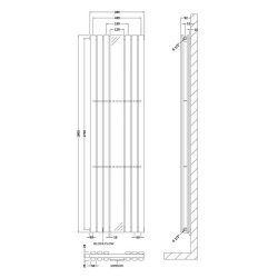 Nuie Revive Anthracite 1800 x 499mm Vertical Double Panel Radiator with Mirror