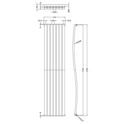 Nuie Revive Wave Anthracite 1785 x 413mm Vertical Single Panel Radiator