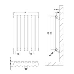Nuie Revive Anthracite 600 x 412mm Horizontal Double Panel Radiator