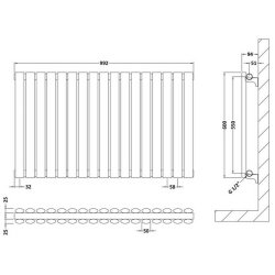Nuie Revive White 600 x 992mm Horizontal Double Panel Radiator