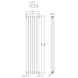 Nuie Salvia Anthracite 1500 x 383mm Vertical Double Panel Radiator