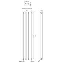 Nuie Salvia Anthracite 1800 x 383mm Vertical Double Panel Radiator