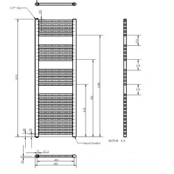 Nuie Electric Anthracite 1375 x 480mm Round Ladder Towel Rail