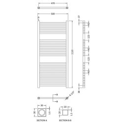 Nuie Electric Chrome 1100 x 500mm Square Ladder Towel Rail