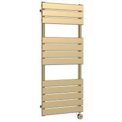Nuie Electric Brushed Brass 1213 x 500mm Square Flat Towel Rail