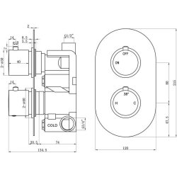 Ajax Barrow Chrome Round Thermostatic Single Outlet Twin Shower Valve