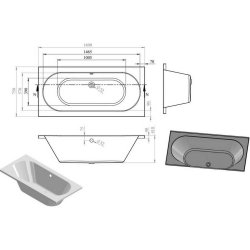 Ajax Langton 1600 x 750mm Round Double Ended Bath