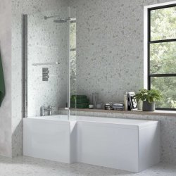 Ajax Armthorpe 1700 x 850mm LH L Shape Shower Bath with Chrome Screen
