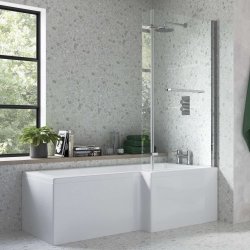 Ajax Armthorpe 1700 x 850mm RH L Shape Shower Bath with Chrome Screen