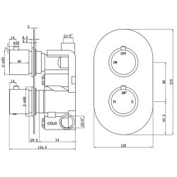 Ajax Matt Black Round Single Outlet Twin Shower Valve