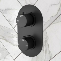 Ajax Matt Black Round Single Outlet Twin Shower Valve
