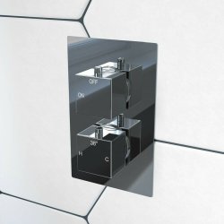 Ajax Hedon Chrome Square Thermostatic Single Outlet Twin Shower Valve