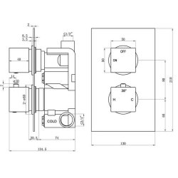 Ajax Hedon Chrome Square Thermostatic Single Outlet Twin Shower Valve