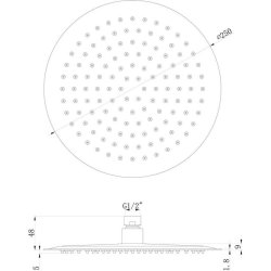 Ajax Thrunscoe Brushed Brass 250mm Round Stainless Steel Ultraslim Showerhead