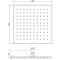 Ajax Hedon Chrome 250mm Square Brass Showerhead