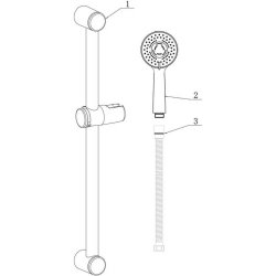 Ajax Chrome Round Slider Rail Kit and 3 Mode Shower Handset