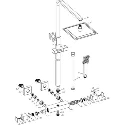 Ajax Square Thermostatic Bar Mixer Shower with Overhead Kit in Matt Black