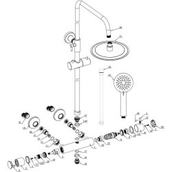 Ajax Round Thermostatic Bar Mixer Shower with Overhead Kit in Matt Black