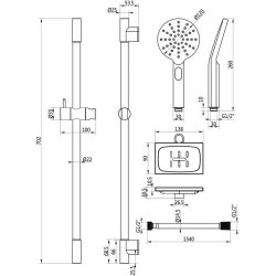 Ajax Round Push Button Shower Kit in Chrome