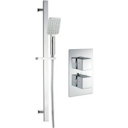 Ajax Brigsley Square Single Outlet Twin Shower Valve with Riser Kit in Chrome