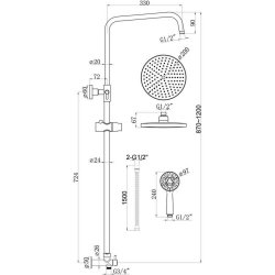 Ajax Thrunscoe Round Shower Kit with Overhead and Handset in Chrome