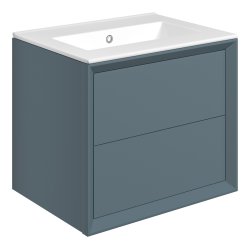 Ajax Yarborough 615mm Matt Storm Blue Wall Hung Vanity Unit Zero Tap Hole Basin