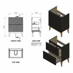 Ajax Irby 610mm Matt Graphite Grey Floor Standing Vanity Unit and Worktop