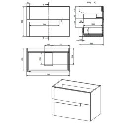 Ajax Brocklesby 805mm Matt Black Wall Hung Vanity Unit with Resin Basin