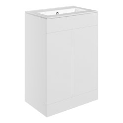 Ajax Somercotes 610mm Matt White Floor Standing Vanity Unit Zero Tap Hole Basin