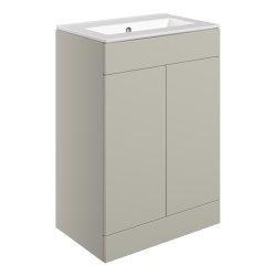 Ajax Somercotes 610mm Matt Latte Floor Standing Vanity Unit Zero Tap Hole Basin