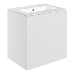 Ajax Somercotes 610mm Matt White Wall Hung Vanity Unit Zero Tap Hole Basin