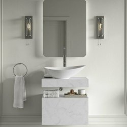Ajax Kelsey 800mm White Marble Wall Hung Storage Drawer Unit